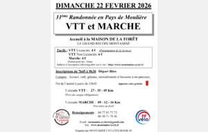 31e Randonnée en Pays de Moulière - VTT et marche - Dimanche 22 février.